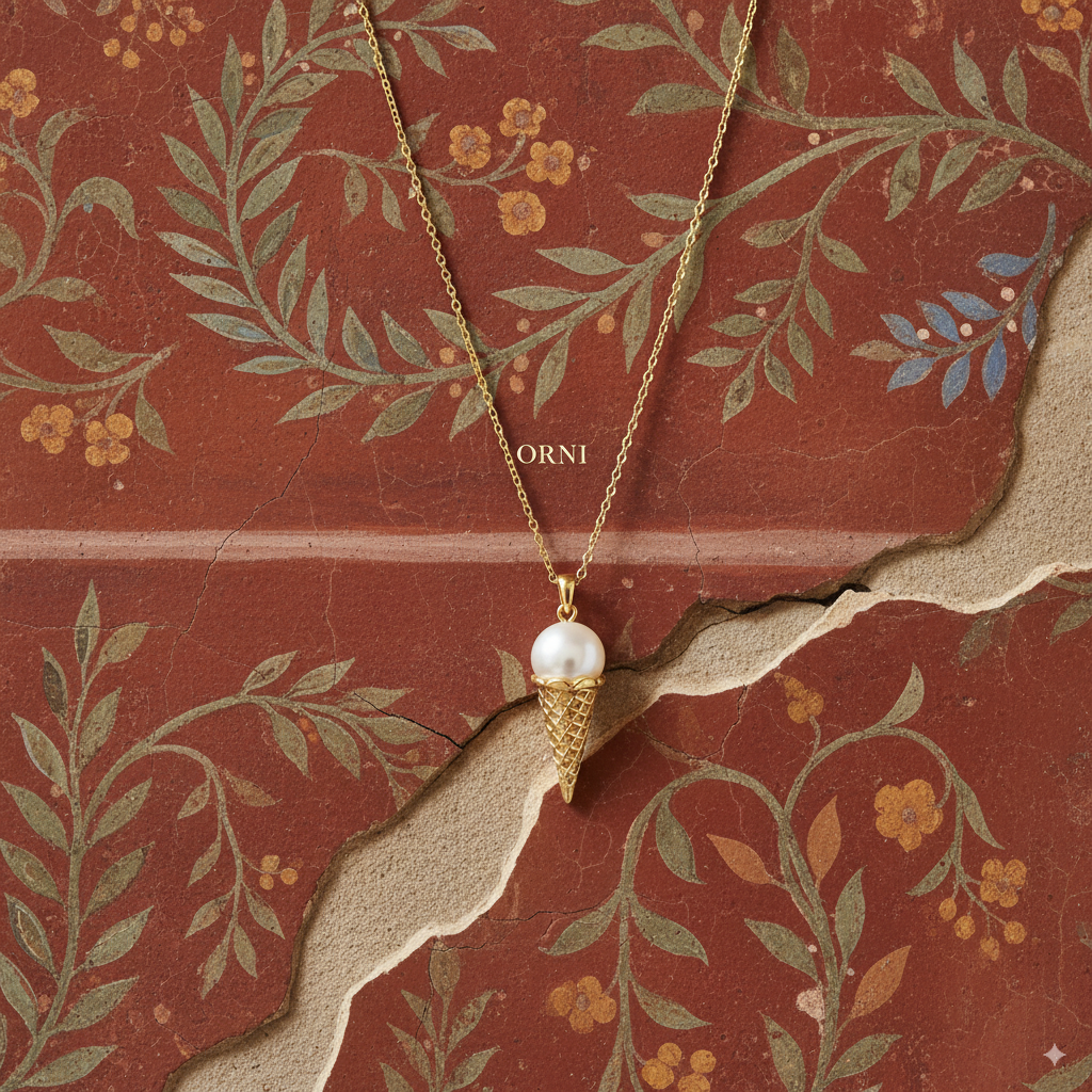 ORNI gold plated silver necklace with a pearl pendant 